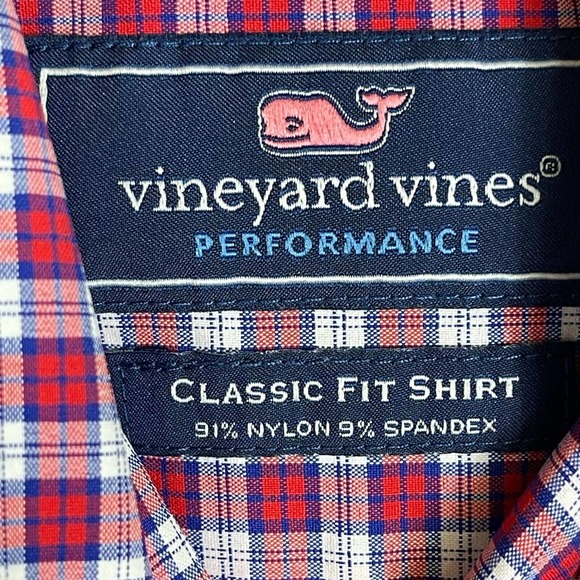 Vineyard Vines Mens XS Classic Fit Button Up Long Sleeve Shirt Red Plaid Pocket - Picture 9 of 13